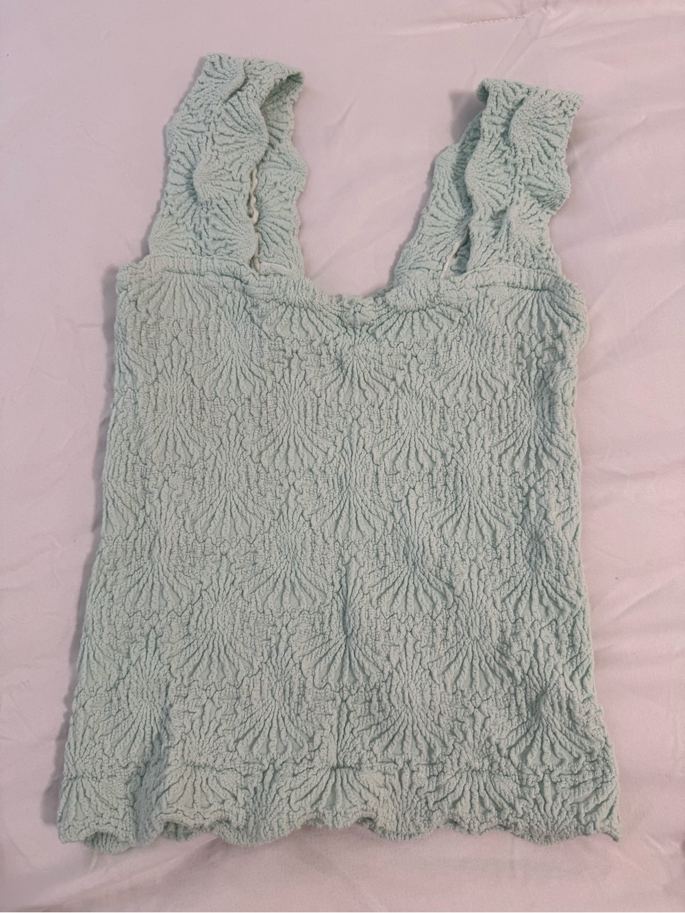 Free People Mint Textured Smocked Tank
